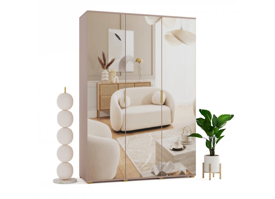 Szafa uchylna trzydrzwiowa z dużym lustrem na wymiar Inga