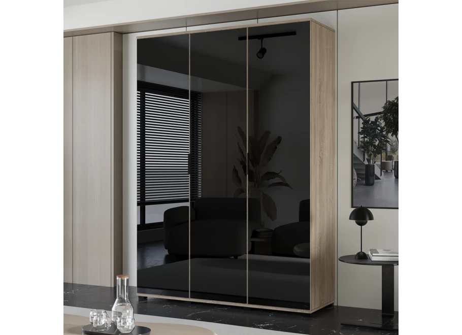 Drehtürenschrank dreitürig mit Lacobel nach Maß Mery