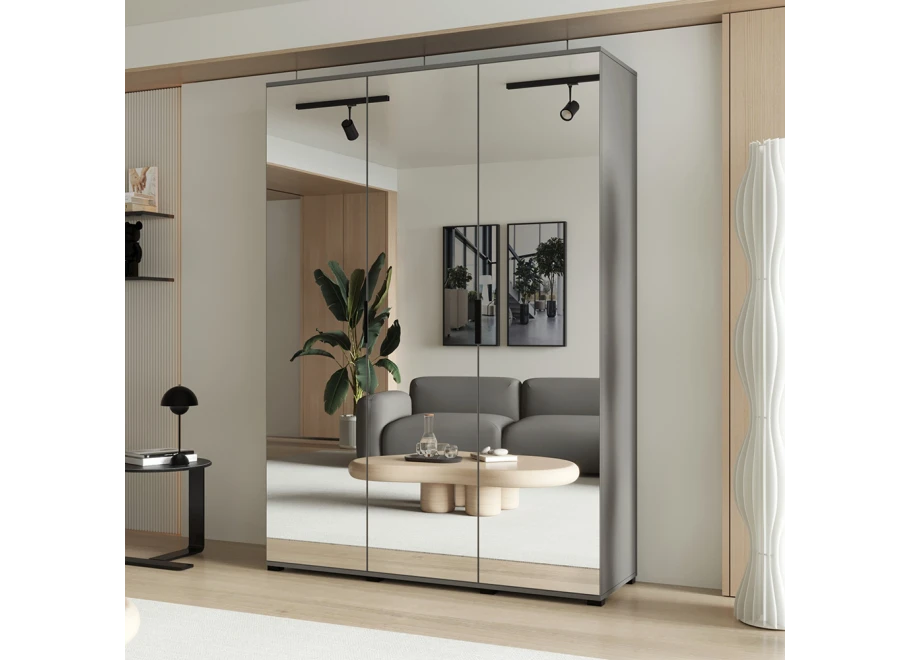 Drehtürenschrank dreitürig mit großer Spiegelfront nach Maß Inga