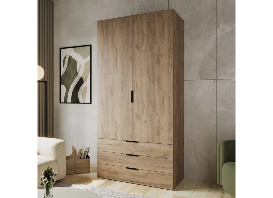 Schwenk-Kleiderschrank, zweiflügelig mit Schubladen nach Maß Linea