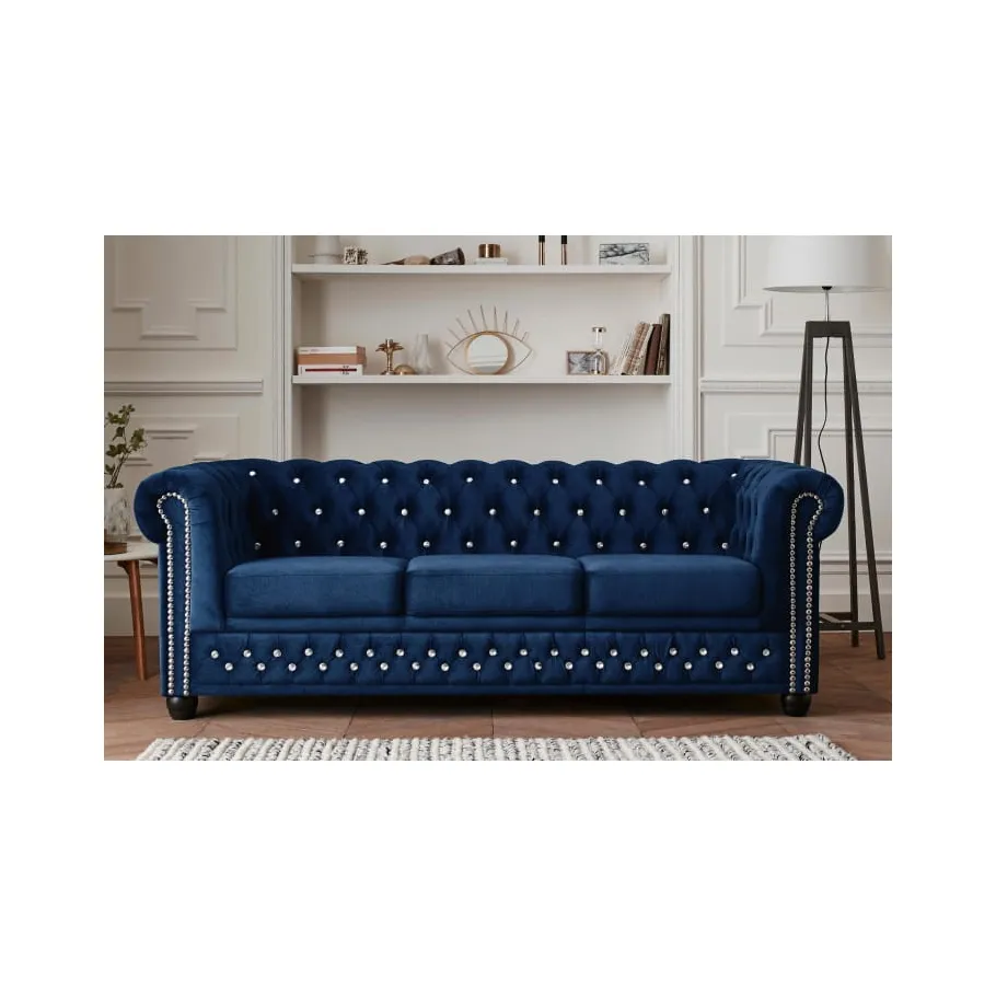 Chesterfield FELIX BLINK 3 gestepptes Dreisitzer-Sofa mit Schlaffunktion