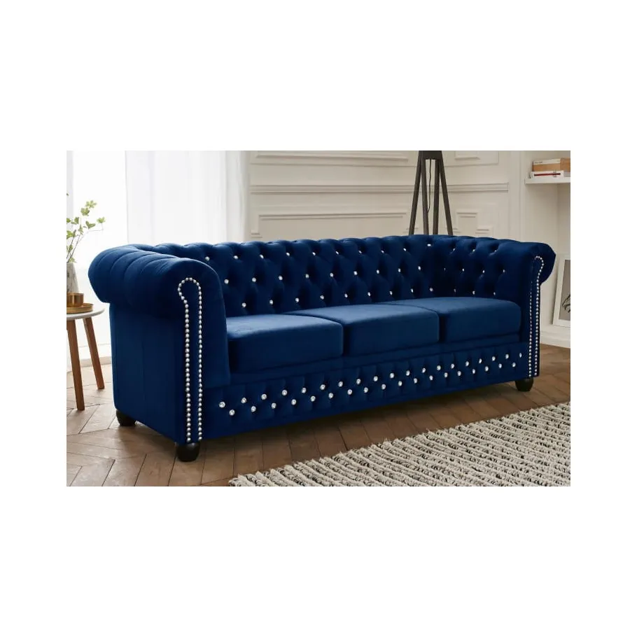 Chesterfield FELIX BLINK 3 gestepptes Dreisitzer-Sofa mit Schlaffunktion