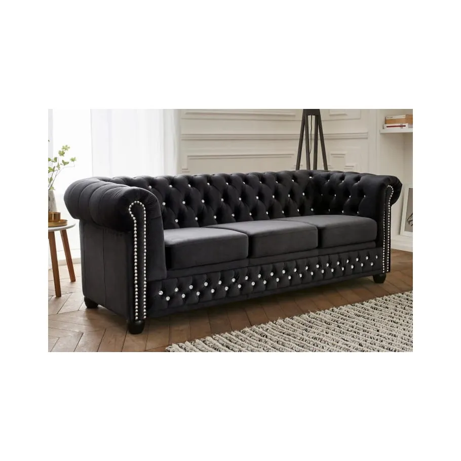 Chesterfield FELIX BLINK 3 gestepptes Dreisitzer-Sofa mit Schlaffunktion