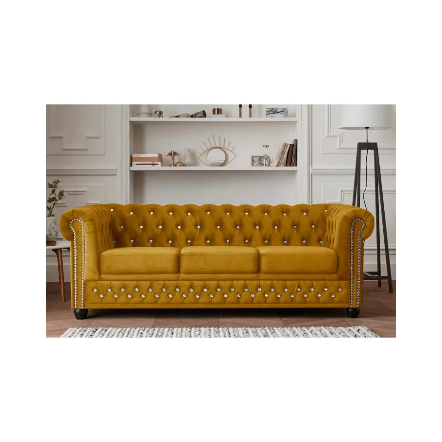 Chesterfield FELIX BLINK 3 gestepptes Dreisitzer-Sofa mit Schlaffunktion
