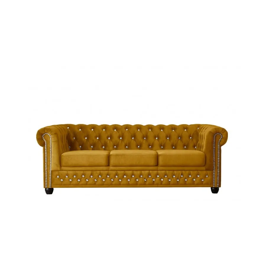 Chesterfield FELIX BLINK 3 gestepptes Dreisitzer-Sofa mit Schlaffunktion