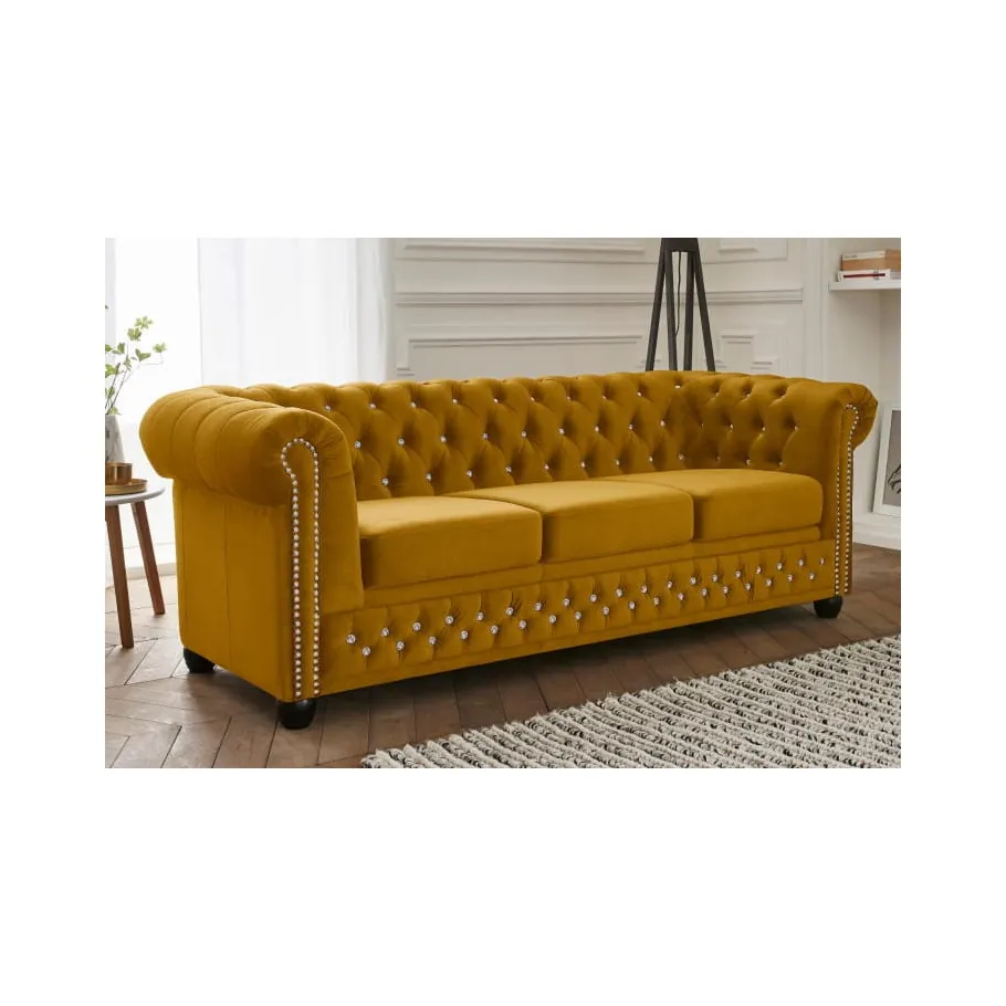 Chesterfield FELIX BLINK 3 gestepptes Dreisitzer-Sofa mit Schlaffunktion