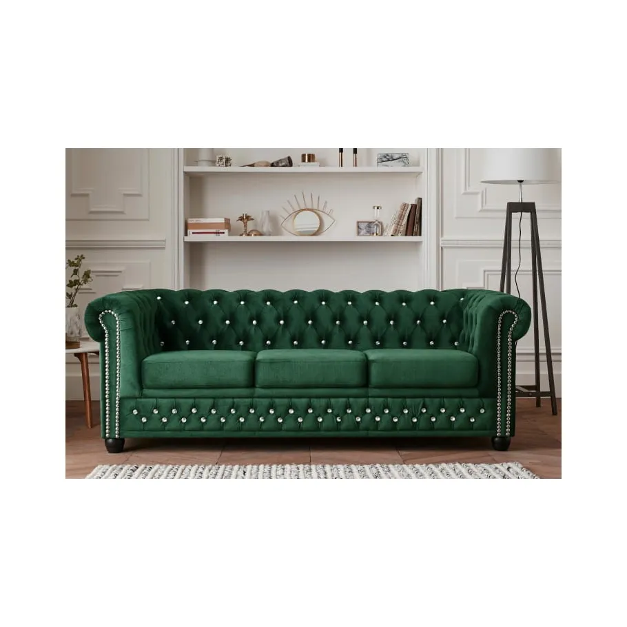 Chesterfield FELIX BLINK 3 gestepptes Dreisitzer-Sofa mit Schlaffunktion