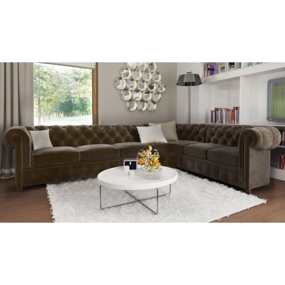 Chesterfield SOLARIS 3+E+2 gestepptes Sechssitzer-Ecksofa mit Schlaffunktion