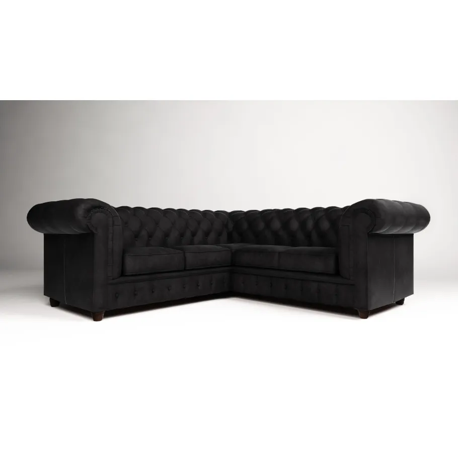 Gestepptes Fünfsitzer-Ecksofa mit Schlaffunktion Chesterfield SOLARIS 2+E+2