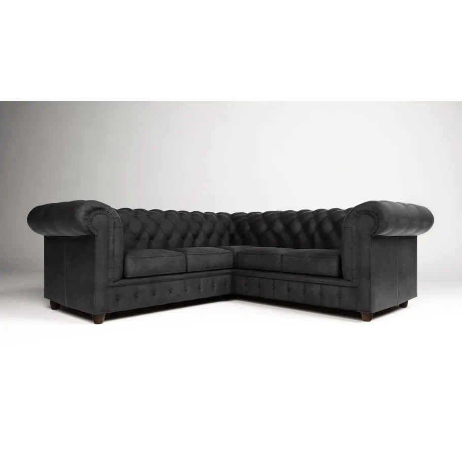 Gestepptes Fünfsitzer-Ecksofa mit Schlaffunktion Chesterfield SOLARIS 2+E+2