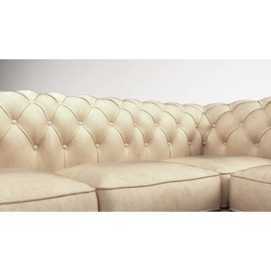 Gestepptes Fünfsitzer-Ecksofa mit Schlaffunktion Chesterfield SOLARIS 2+E+2
