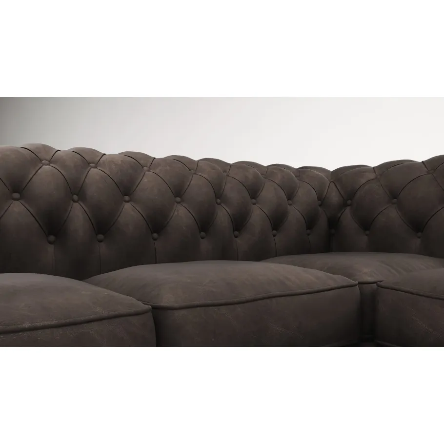Gestepptes Fünfsitzer-Ecksofa mit Schlaffunktion Chesterfield SOLARIS 2+E+2