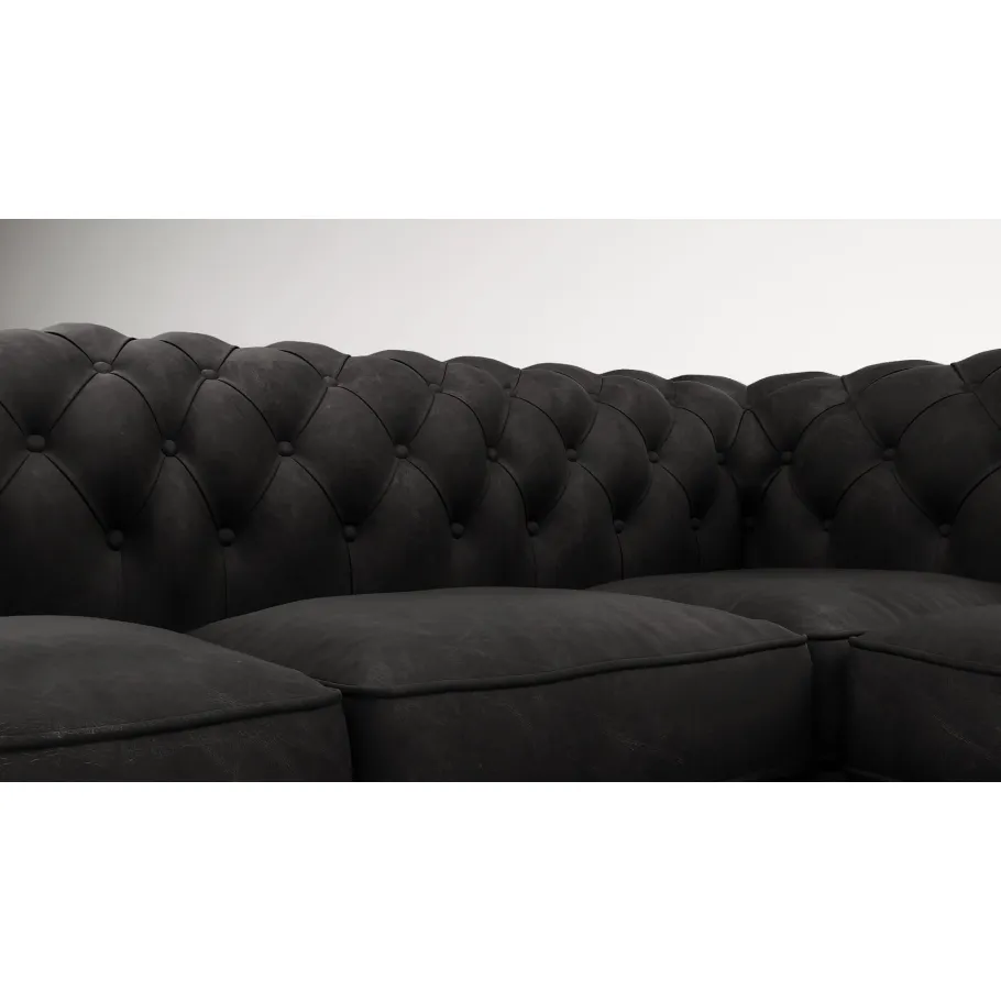 Gestepptes Fünfsitzer-Ecksofa mit Schlaffunktion Chesterfield SOLARIS 2+E+2