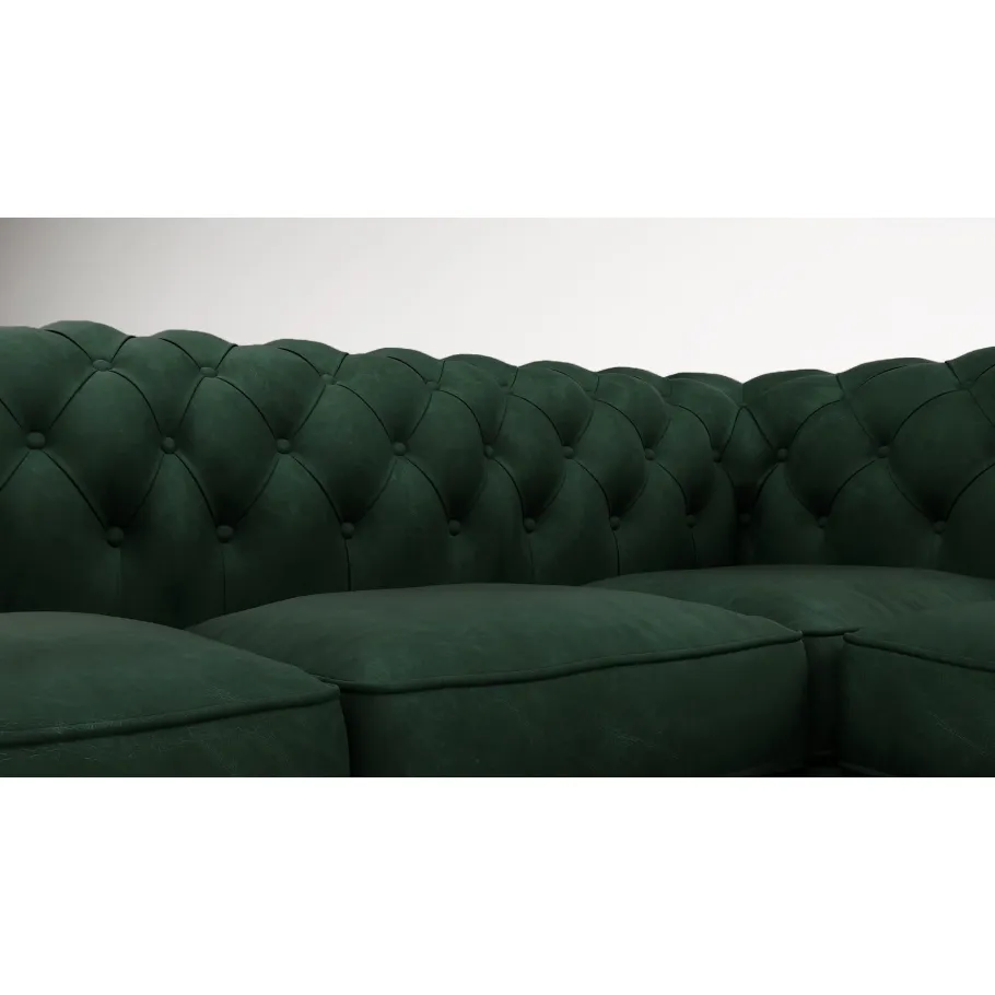 Gestepptes Fünfsitzer-Ecksofa mit Schlaffunktion Chesterfield SOLARIS 2+E+2