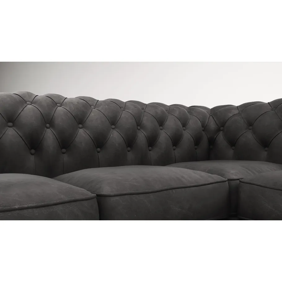 Gestepptes Fünfsitzer-Ecksofa mit Schlaffunktion Chesterfield SOLARIS 2+E+2