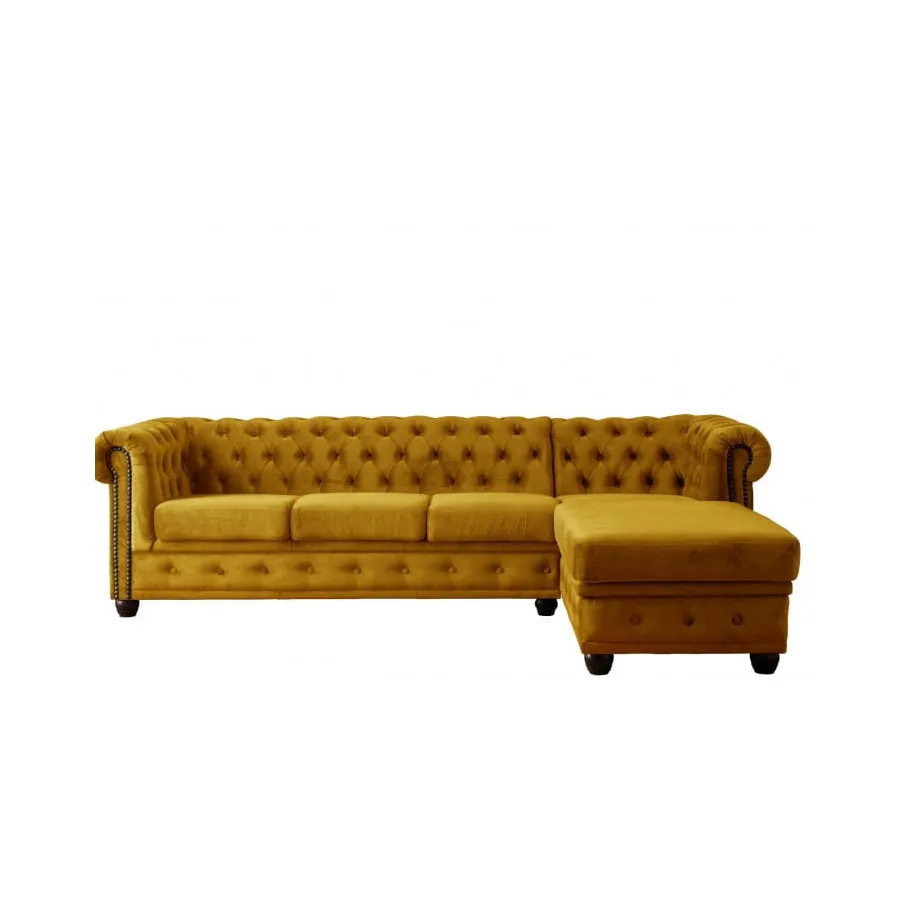 Chesterfield FELIX 3+OT gestepptes Fünfsitzer-Ecksofa