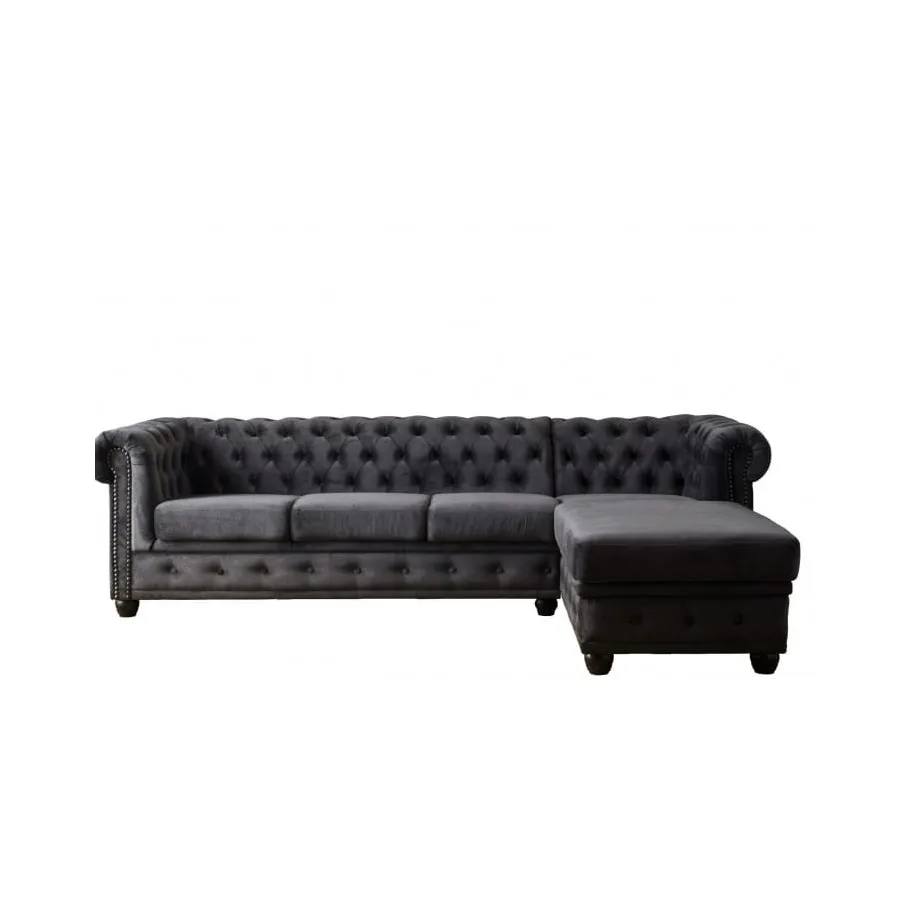Chesterfield FELIX 3+OT gestepptes Fünfsitzer-Ecksofa