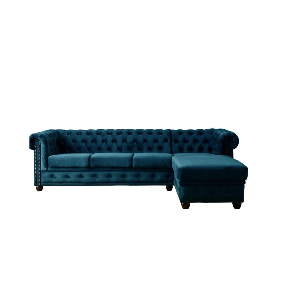 Chesterfield FELIX 3+OT gestepptes Fünfsitzer-Ecksofa