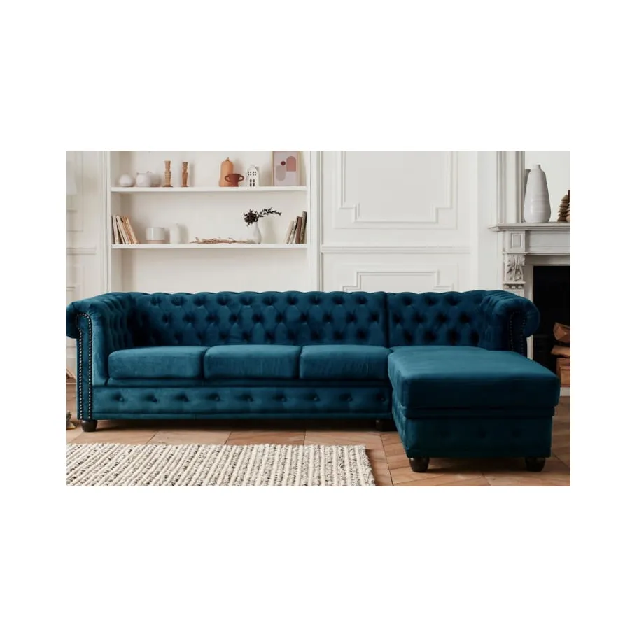 Chesterfield FELIX 3+OT gestepptes Fünfsitzer-Ecksofa