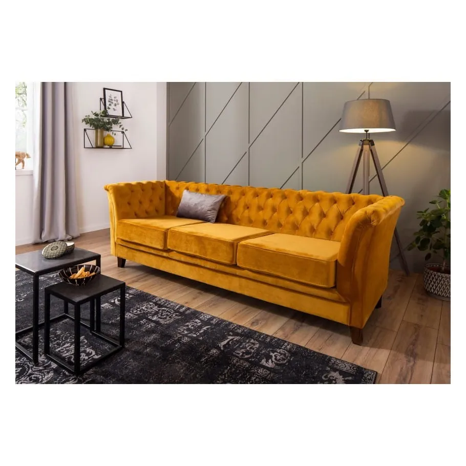 Chesterfield HASSO gestepptes Dreisitzer-Sofa mit Schlaffunktion