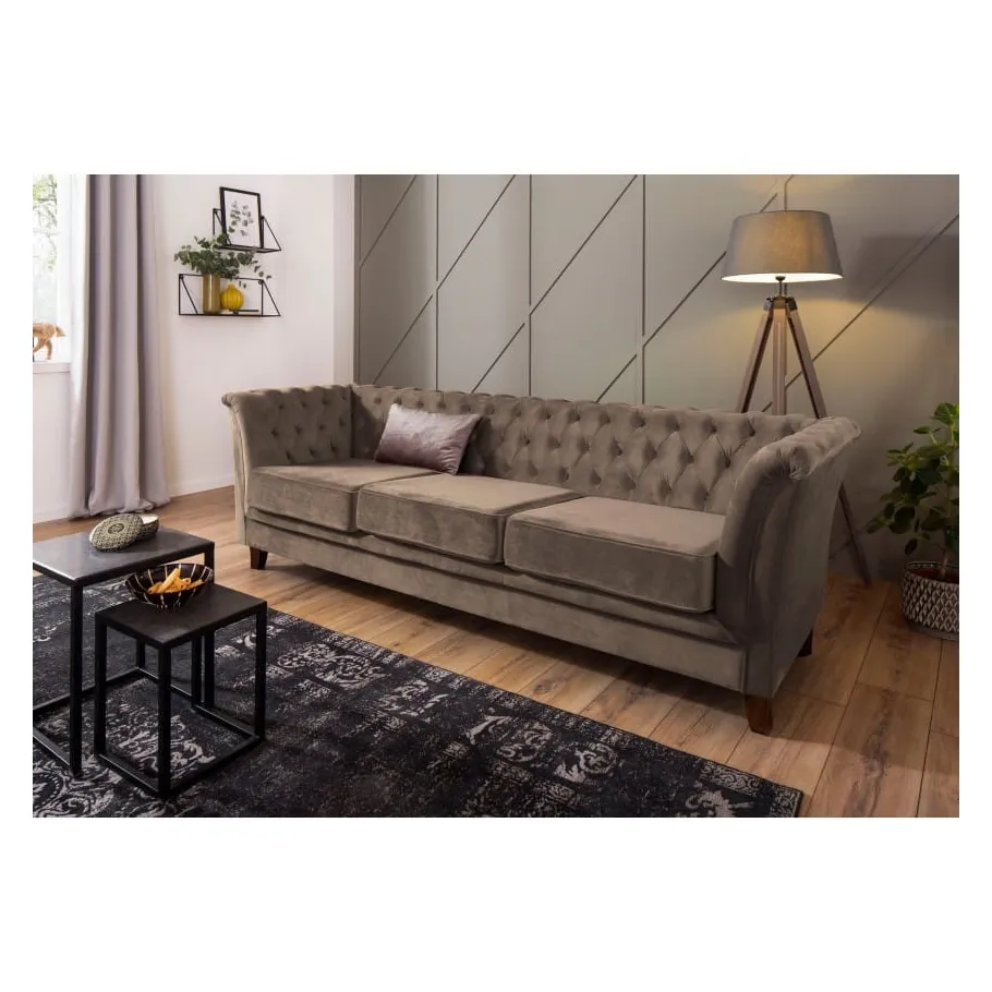 Chesterfield HASSO gestepptes Dreisitzer-Sofa mit Schlaffunktion