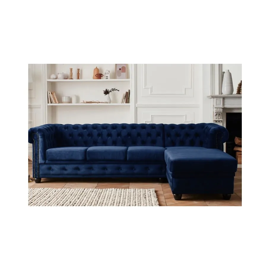 Chesterfield FELIX 3+OT gestepptes Fünfsitzer-Ecksofa