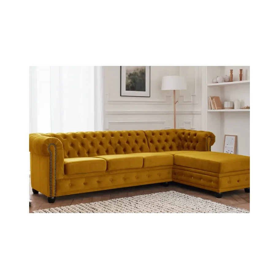 Chesterfield FELIX 3+OT gestepptes Fünfsitzer-Ecksofa