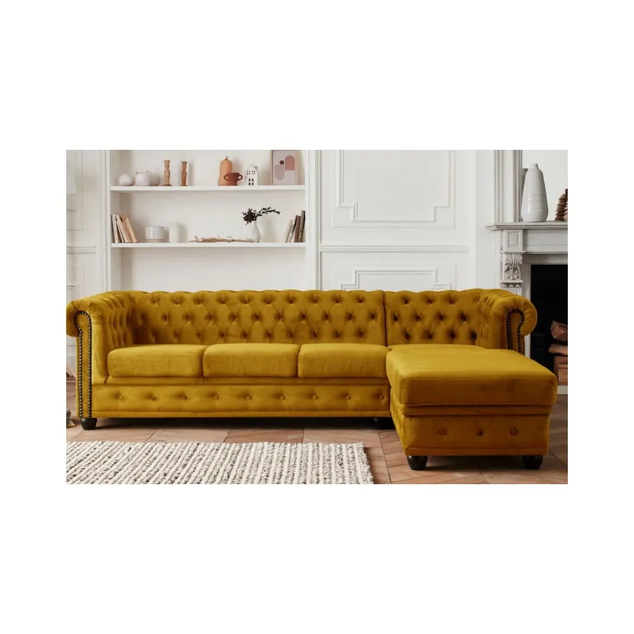 Chesterfield FELIX 3+OT gestepptes Fünfsitzer-Ecksofa