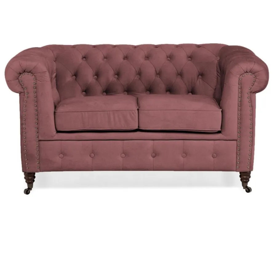 Glamour gestepptes Chesterfield VINCENT Zweisitzer-Sofa mit Schlaffunktion