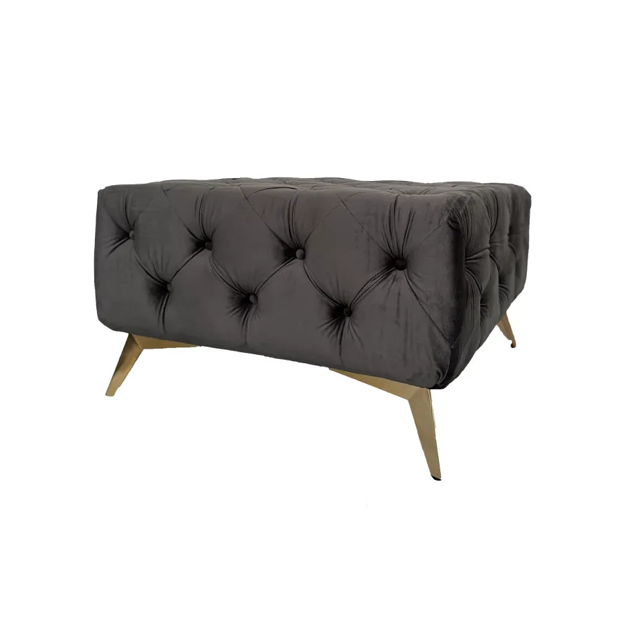 Gesteppter Chesterfield-Hocker 80x80 aus TEO-Stoff. Riviera 100