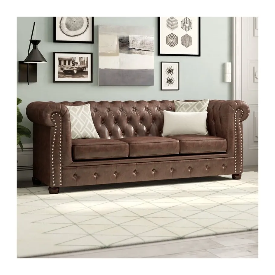 Chesterfield VINCENT gestepptes Dreisitzer-Sofa