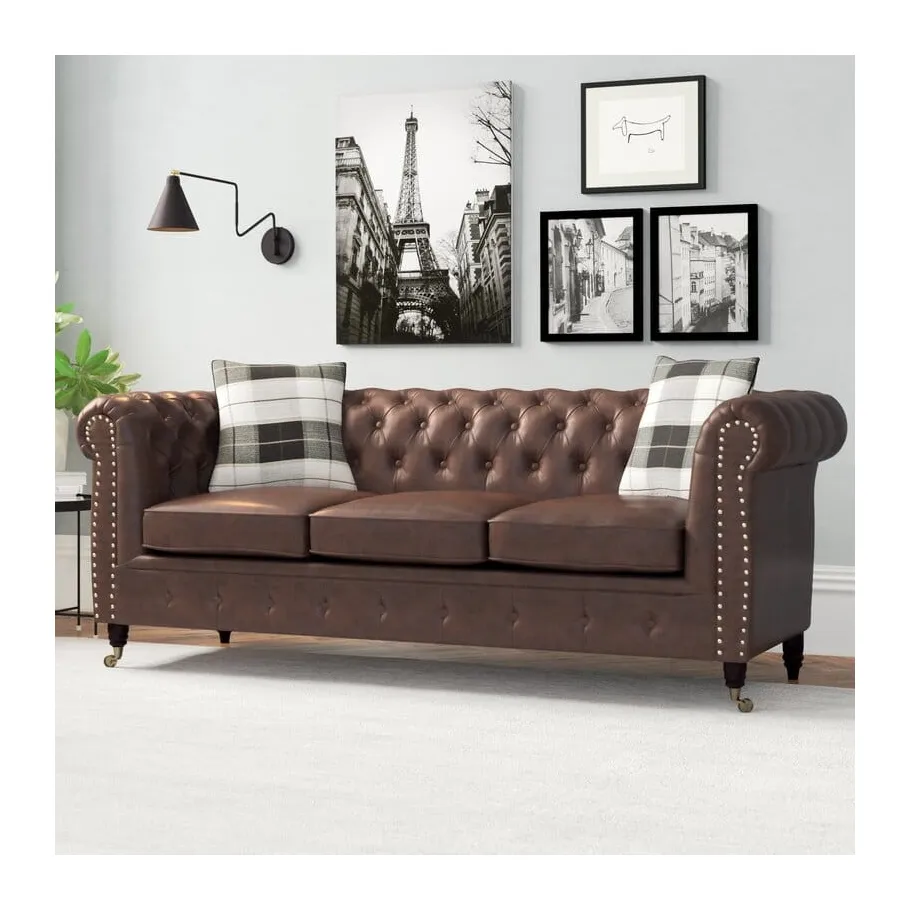 Chesterfield VINCENT gestepptes Dreisitzer-Sofa