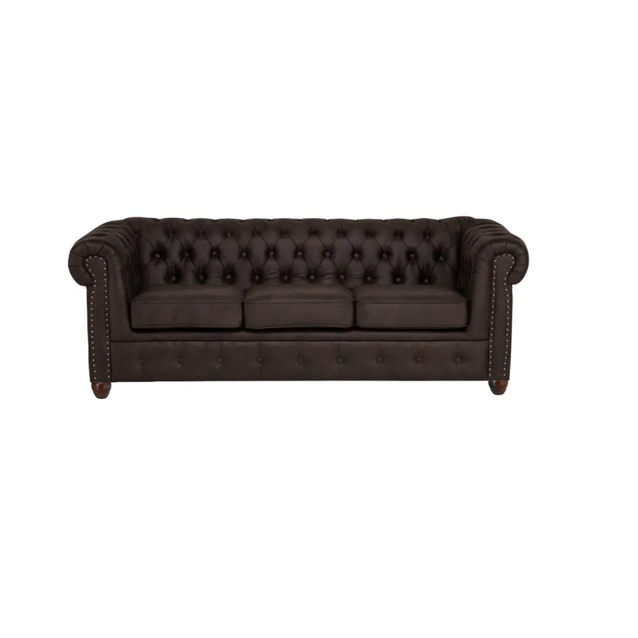 Chesterfield VINCENT gestepptes Dreisitzer-Sofa