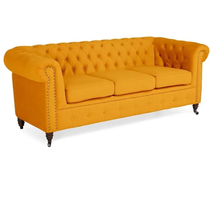 Chesterfield VINCENT gestepptes Dreisitzer-Sofa