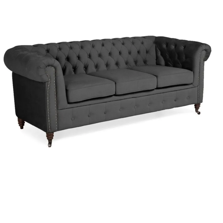 Chesterfield VINCENT gestepptes Dreisitzer-Sofa