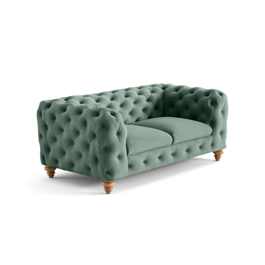 Gestepptes Zweisitzer-Sofa TEO WOOD Chesterfield