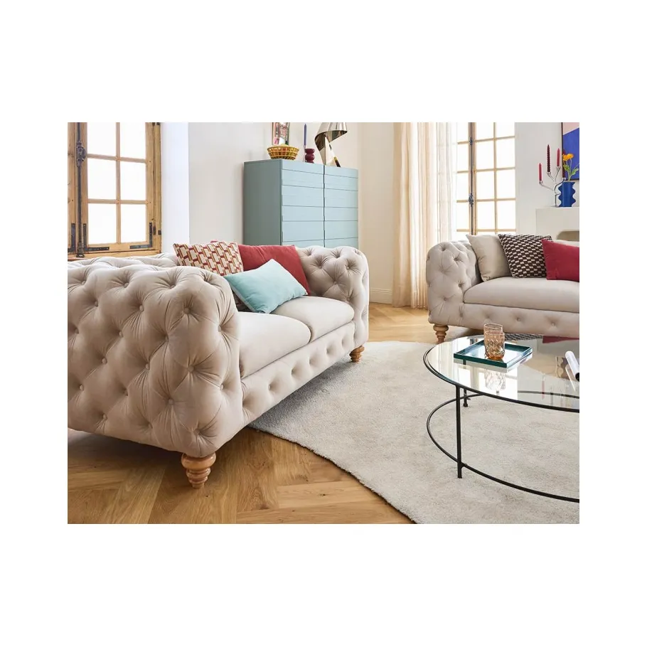 Gestepptes Zweisitzer-Sofa TEO WOOD Chesterfield