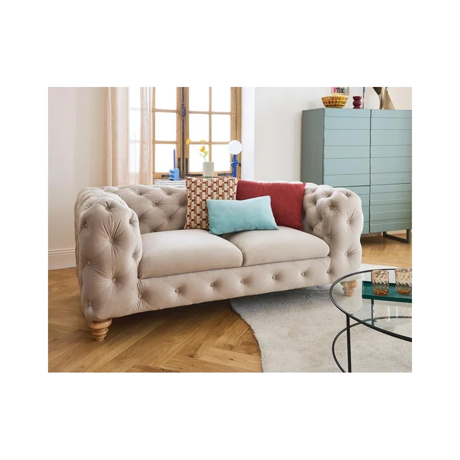 Gestepptes Zweisitzer-Sofa TEO WOOD Chesterfield