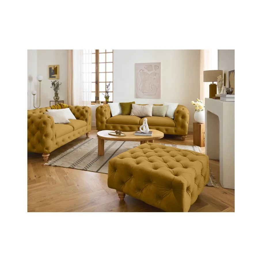 TEO WOOD Chesterfield Dreisitzer-Steppsofa