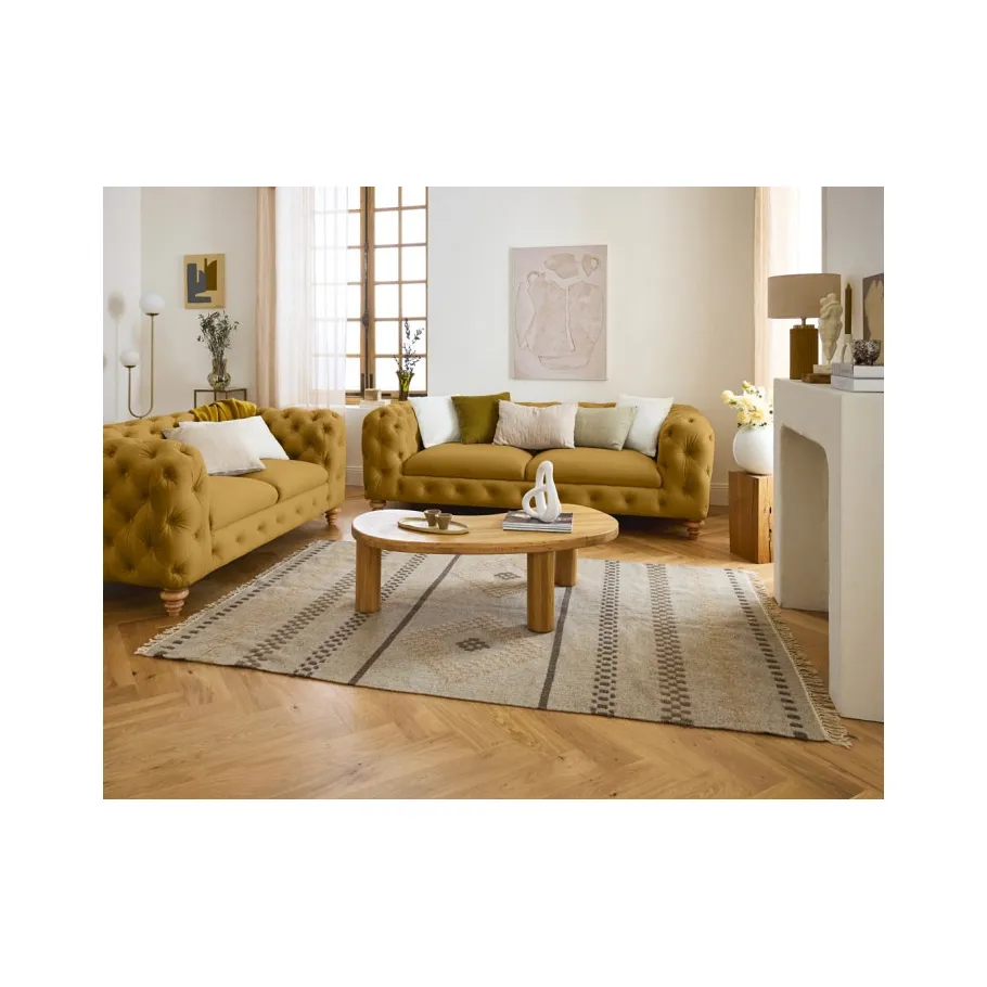 TEO WOOD Chesterfield Dreisitzer-Steppsofa