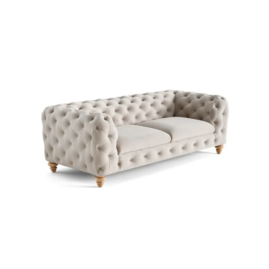 TEO WOOD Chesterfield Dreisitzer-Steppsofa