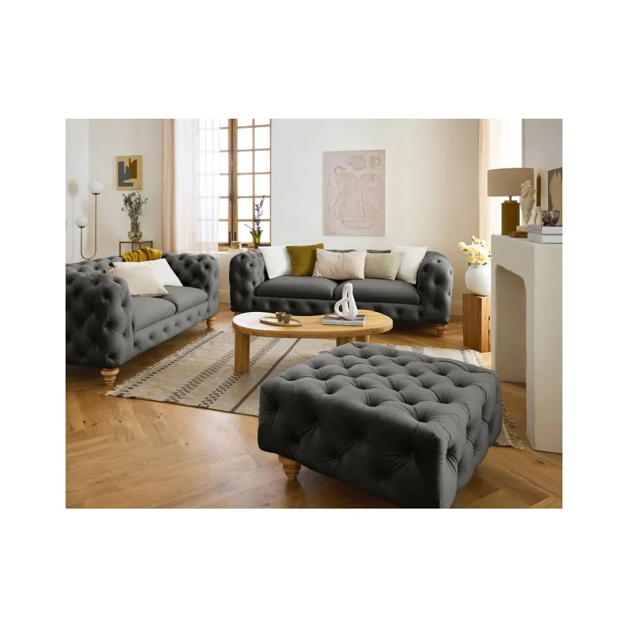 TEO WOOD Chesterfield gesteppter Sitzpuff