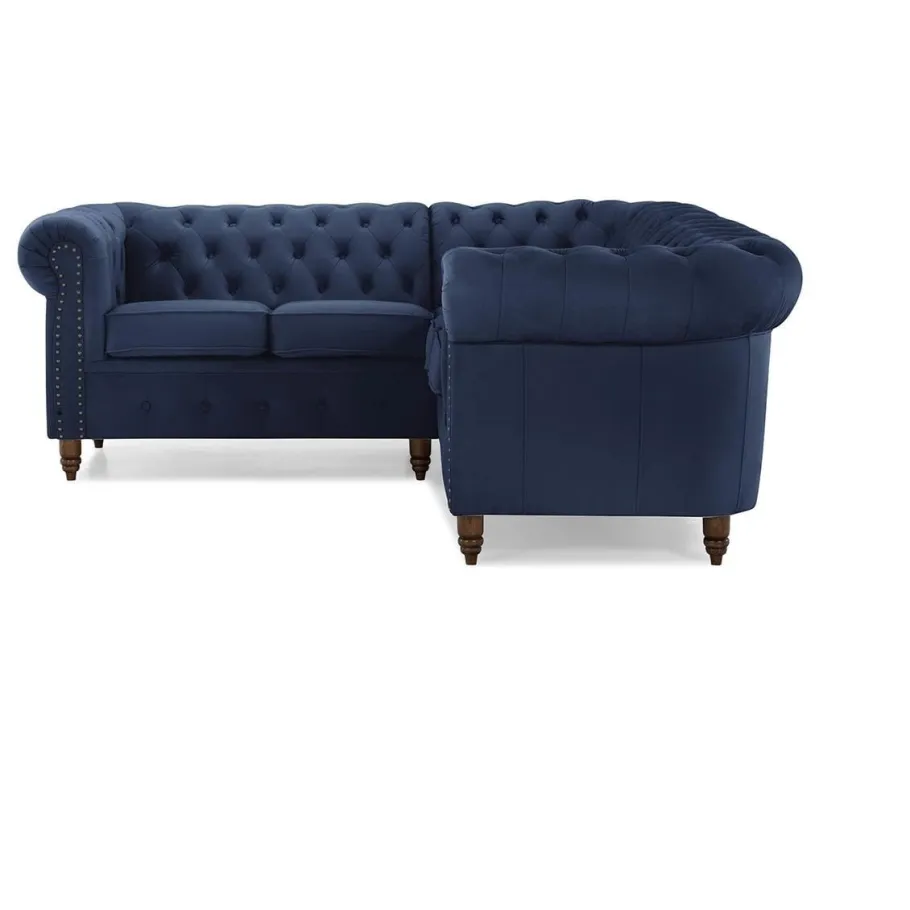 Gestepptes Chesterfield VINCENT Fünfsitzer-Ecksofa mit Schlaffunktion