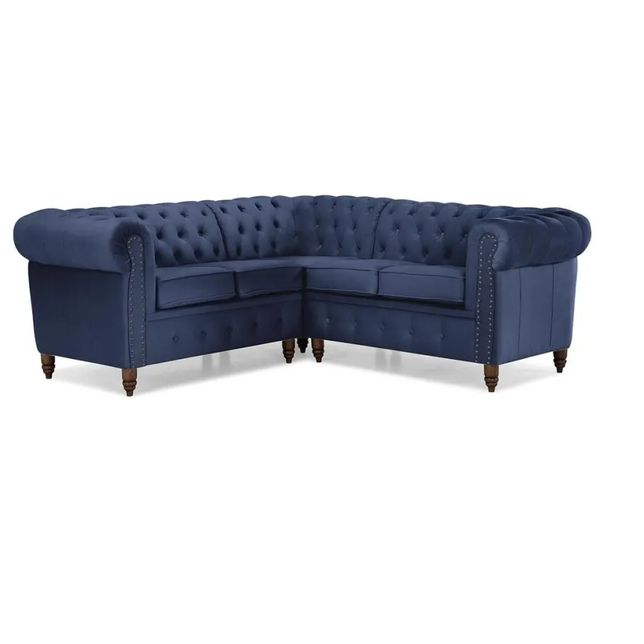 Gestepptes Chesterfield VINCENT Fünfsitzer-Ecksofa mit Schlaffunktion