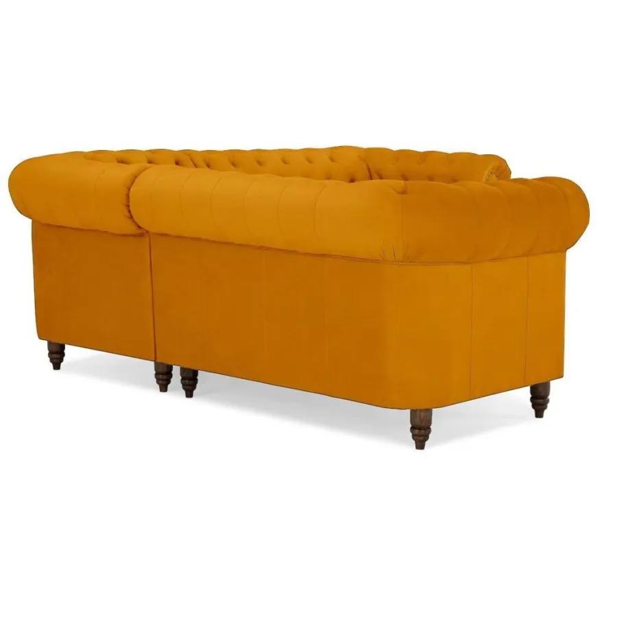 Gestepptes Chesterfield VINCENT Fünfsitzer-Ecksofa mit Schlaffunktion