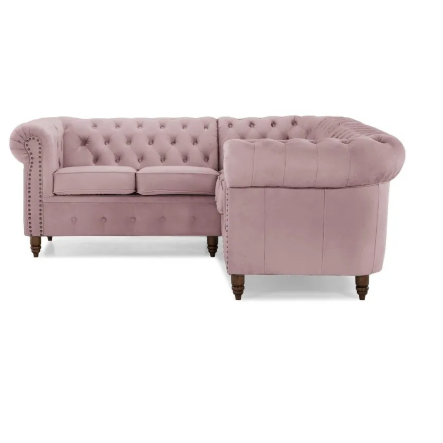 Gestepptes Chesterfield VINCENT Fünfsitzer-Ecksofa mit Schlaffunktion