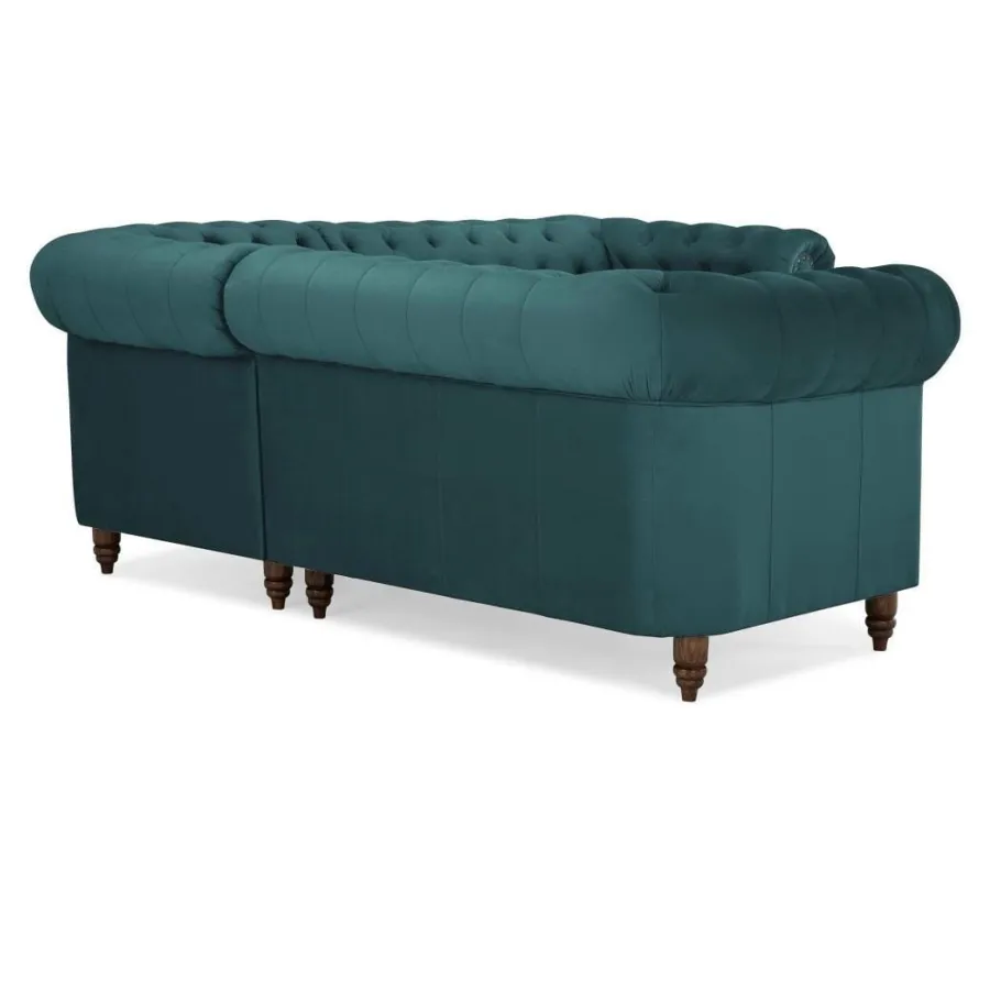 Gestepptes Chesterfield VINCENT Fünfsitzer-Ecksofa mit Schlaffunktion