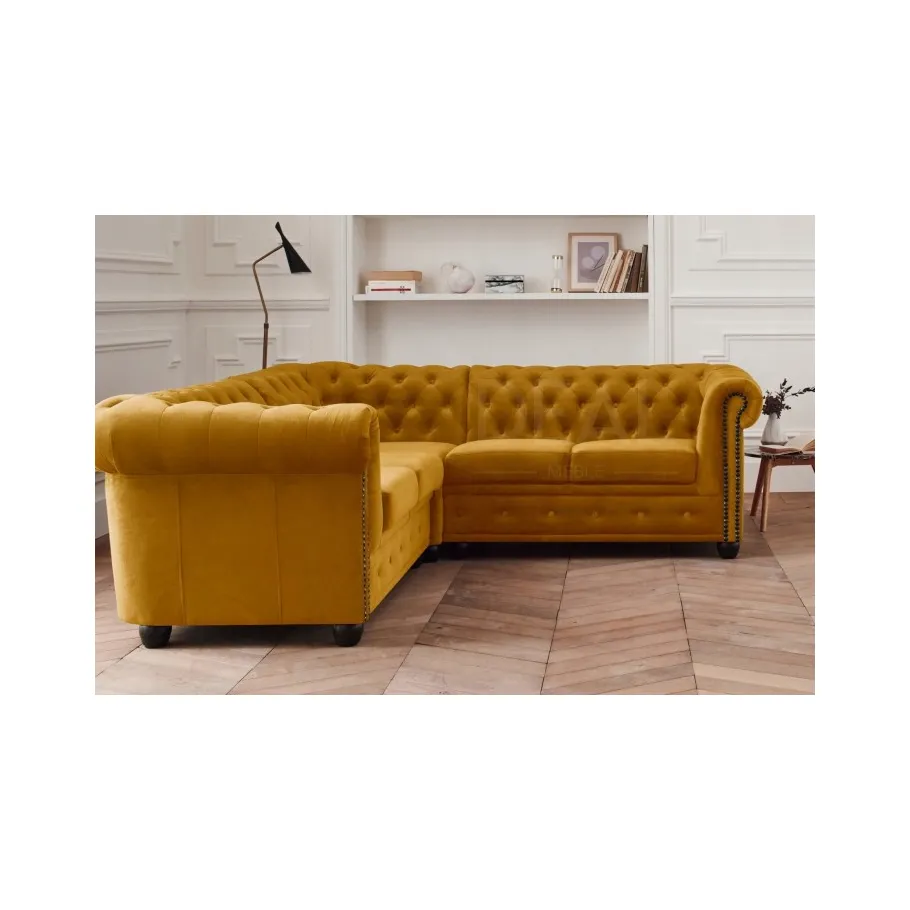 Chesterfield FELIX 2+E+2 gestepptes Fünfsitzer-Ecksofa