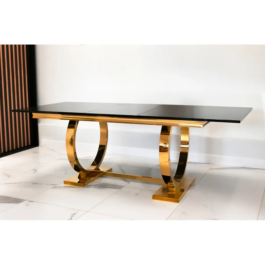 Hugo Glamour Silbertisch mit weißer Platte 160x90 + Einsatz 100 cm