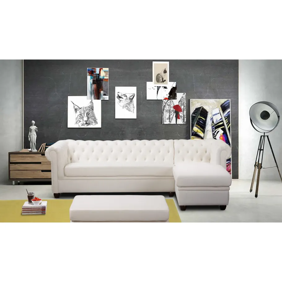 Gestepptes Fünfsitzer-Ecksofa Chesterfield SYDNEY OT